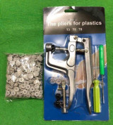 Combo Kềm bấm nút nhựa và bịch nút nhựa trắng