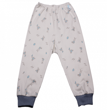 Quần dày sơ sinh Miomio bo gấu in thỏ (màu xanh)