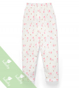 Quần dài sơ sinh đáp đũng Lullaby NH59B (trắng in ngỗng hồng)