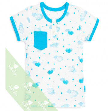 Áo sơ sinh cộc tay Lullaby bổ nẹp bé trai NH02-18 (mây xanh)