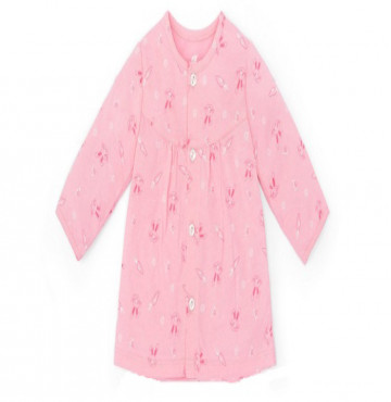 Áo sơ sinh cài giữa tay dài bèo bé gái Lullaby NH47B (hồng thỏ)