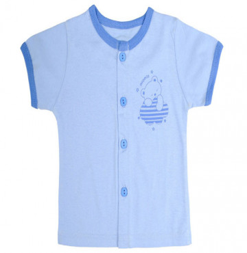 Áo sơ sinh cộc tay Miomio cúc giữa (xanh)