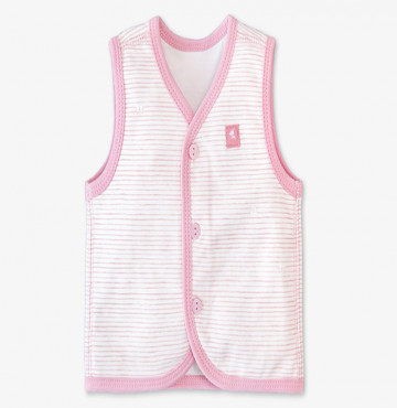 Áo gile sơ sinh 2 lớp MioMio sọc kẻ (hồng)