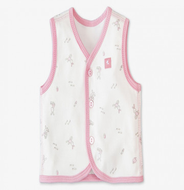 Áo gile sơ sinh 2 lớp MioMio in hình thỏ (hồng)