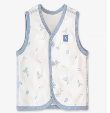 Áo gile sơ sinh 2 lớp MioMio in hình thỏ (xanh)