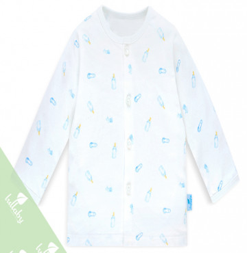 Áo sơ sinh dài tay Lullaby in hình bình sữa (xanh)