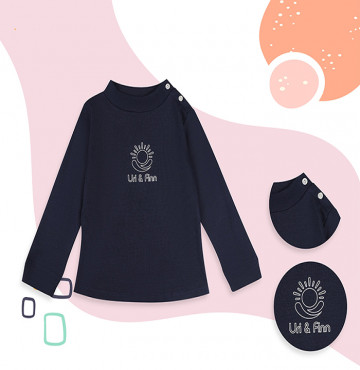 Áo thun sơ sinh cổ cao tay dài Uri&Finn UCA1031 (Xanh Navy)