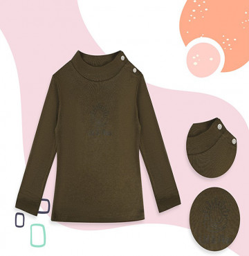 Áo thun sơ sinh cổ cao tay dài Uri&Finn UCA1031 (Rêu)