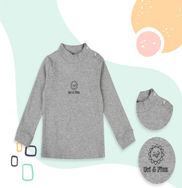 Áo thun sơ sinh tay dài Uri&Finn UCA1030 (Xám đậm)