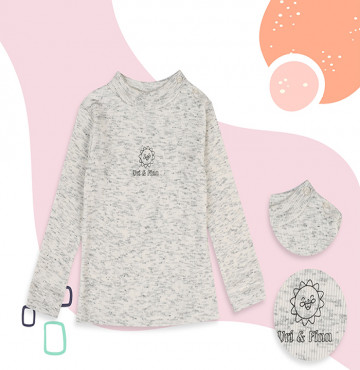 Áo thun sơ sinh tay dài Uri&Finn UCA1030 (Xám trắng)