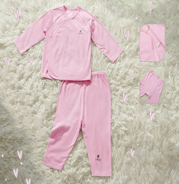 Bộ sơ sinh cài chéo Lullaby NH119B (Hồng)