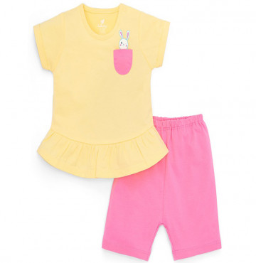 Bộ sơ sinh cài vai nhún gấu Lullaby NH29-20 (vàng)