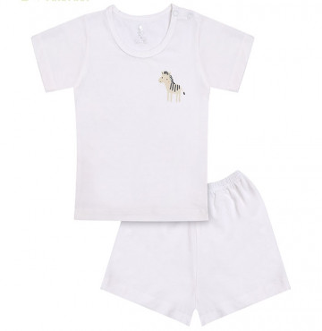 Bộ sơ sinh cộc tay cài vai bé trai Uri&Finn UBB1005 (trắng)