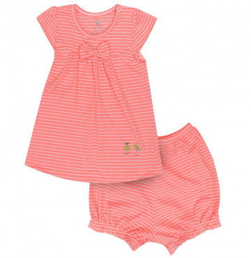 Bộ sơ sinh cộc tay bé gái Uri&Finn UBB1006 (cam)