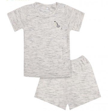 Bộ sơ sinh cộc tay cài vai bé trai Uri&Finn UBB1005 (ghi)