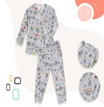 Bộ sơ sinh dài tay cài vai in hình cún Uri&Finn UCB1027