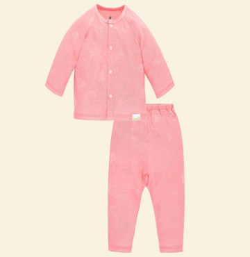 Bộ sơ sinh dài tay cúc giữa sợi tre Lullaby NH51B (hồng)