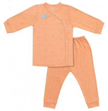 Bộ sơ sinh dài tay cúc lệch Uri&Finn UAB1002 (cam)