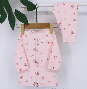 Bộ sơ sinh dài tay cài giữa Dokma DB418 (hồng in hình)
