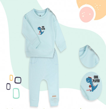 Bộ sơ sinh dài tay Uri&Finn BT UCB1033 (xanh ngọc)