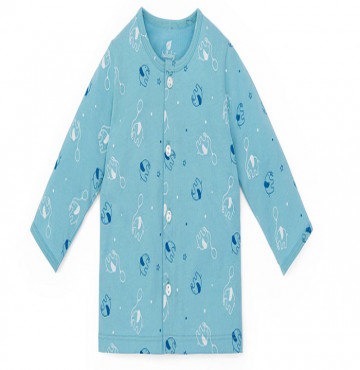 Áo sơ sinh cài giữa tay dài bé trai Lullaby NH48B (xanh voi)