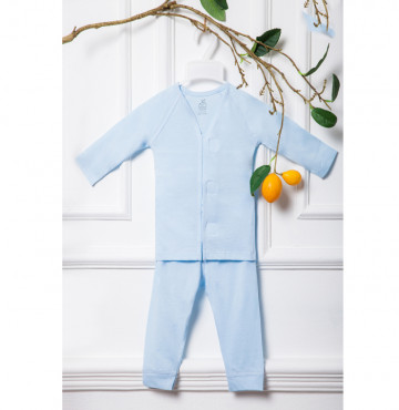 Bộ quần áo sơ sinh La Pomme dài tay vạt dính SL008 (xanh)