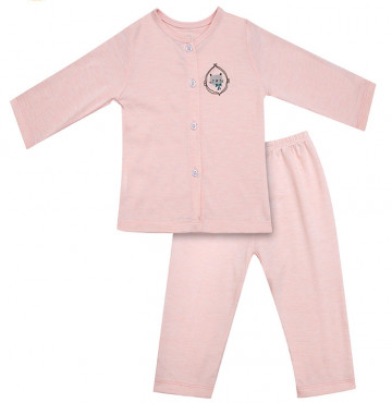 Bộ sơ sinh dài tay cúc giữa Uri&Finn UAB1001 (hồng)