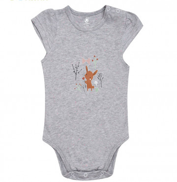 Body sơ sinh cộc tay bé gái Uri&Finn UBB1008 (ghi)