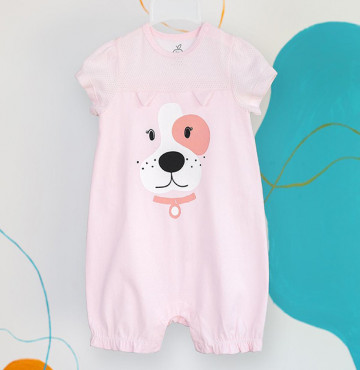 Body sơ sinh cộc tay cún hồng La Pomme JS046