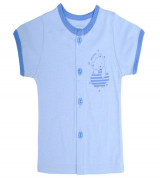 Áo sơ sinh cộc tay Miomio cúc giữa (xanh)