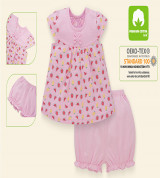 Bộ sơ sinh cộc bé gái chữ A tay hến Lullaby NH01B (hồng in)