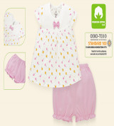 Bộ sơ sinh cộc bé gái chữ A tay hến Lullaby NH01B (trắng in)