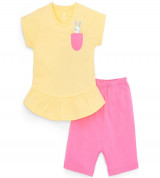 Bộ sơ sinh cài vai nhún gấu Lullaby NH29-20 (vàng)