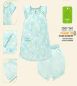 Bộ sơ sinh chun cổ bé gái Lullaby NHT09B (xanh in thỏ)