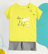 Bộ sơ sinh cộc cài vai Snoopy La Pomme SS154 (vàng chanh)