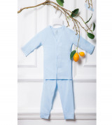 Bộ quần áo sơ sinh La Pomme dài tay vạt dính SL008 (xanh)