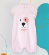 Body sơ sinh cộc tay cún hồng La Pomme JS046