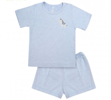 Bộ sơ sinh cộc tay cài vai bé trai Uri&Finn UBB1005 (xanh)