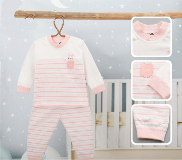 Bộ dài tay sơ sinh cài vai kẻ hình thỏ Uala UR3303