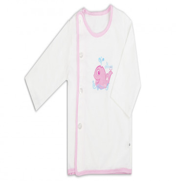 Áo sơ sinh bác sĩ dài tay Shinobi (trắng viền hồng)