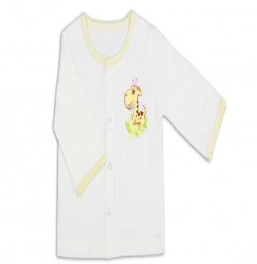 Áo sơ sinh dài tay cổ tròn Shinobi (trắng viền vàng)