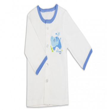 Áo sơ sinh dài tay cổ tròn Shinobi (trắng viền xanh)