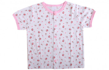 Áo sơ sinh cộc tay Miomio in hình (hồng)