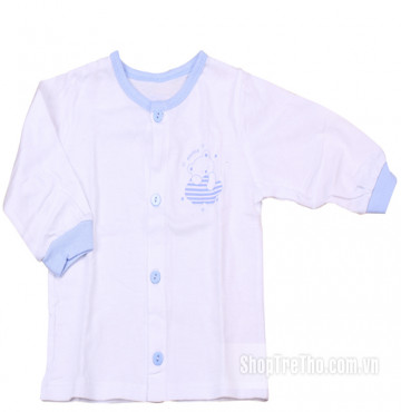 Áo sơ sinh dài tay Miomio cúc giữa (màu trắng)
