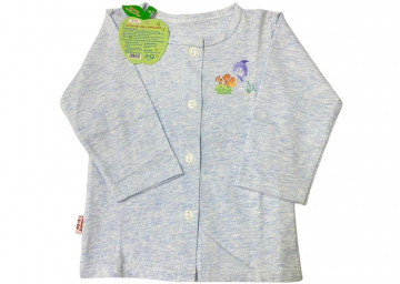 Áo sơ sinh tay dài Melange IQ Baby (Xám xanh)