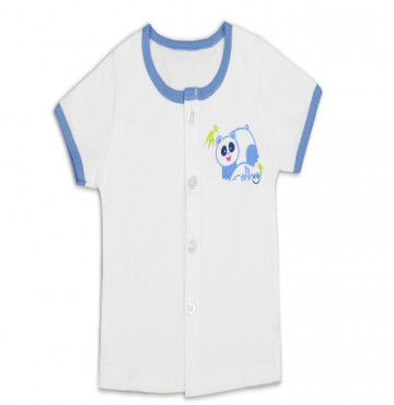 Áo sơ sinh tay ngắn cổ tròn Shinobi (trắng viền xanh)