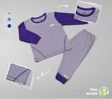 Bộ sơ sinh dài tay cài vai sợi tre kẻ nhỏ Uala UR3498