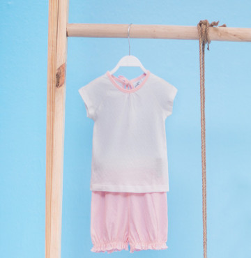 Bộ sơ sinh cộc tay bé gái La Pomme nơ sau SS027