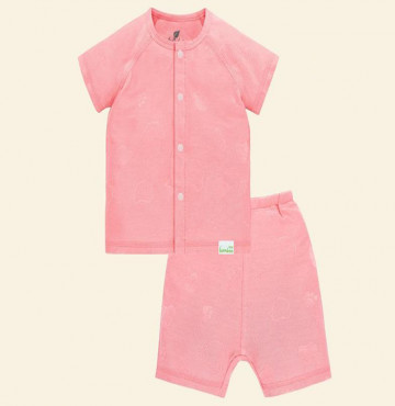 Bộ sơ sinh cộc cúc giữa tay raglan Lullaby NH55B (màu hồng)
