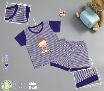 Bộ sơ sinh cộc tay Bamboo kẻ tăm Uala UR3497